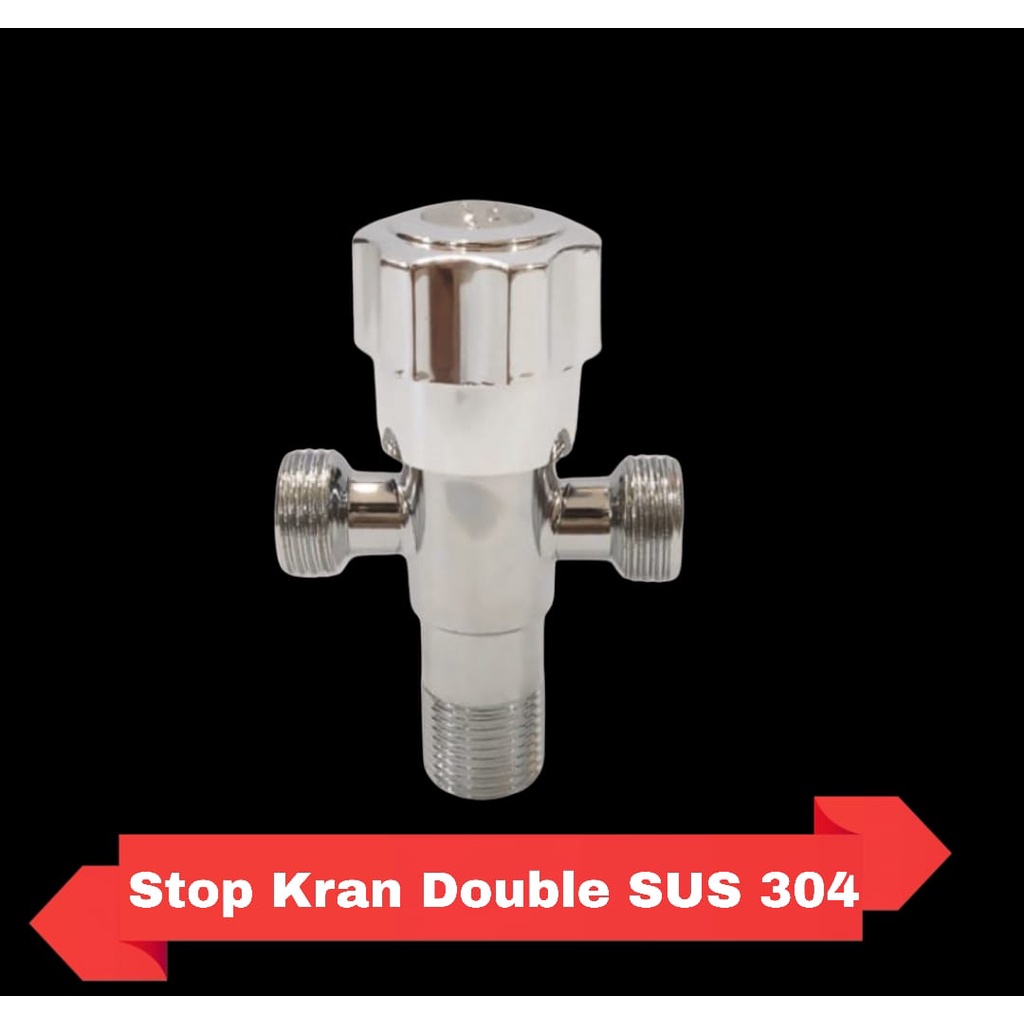 Paket Jet Shower Toilet + Stop Kran Double ABS Dan Stainless 304 Drad Standard 1/2 Inch