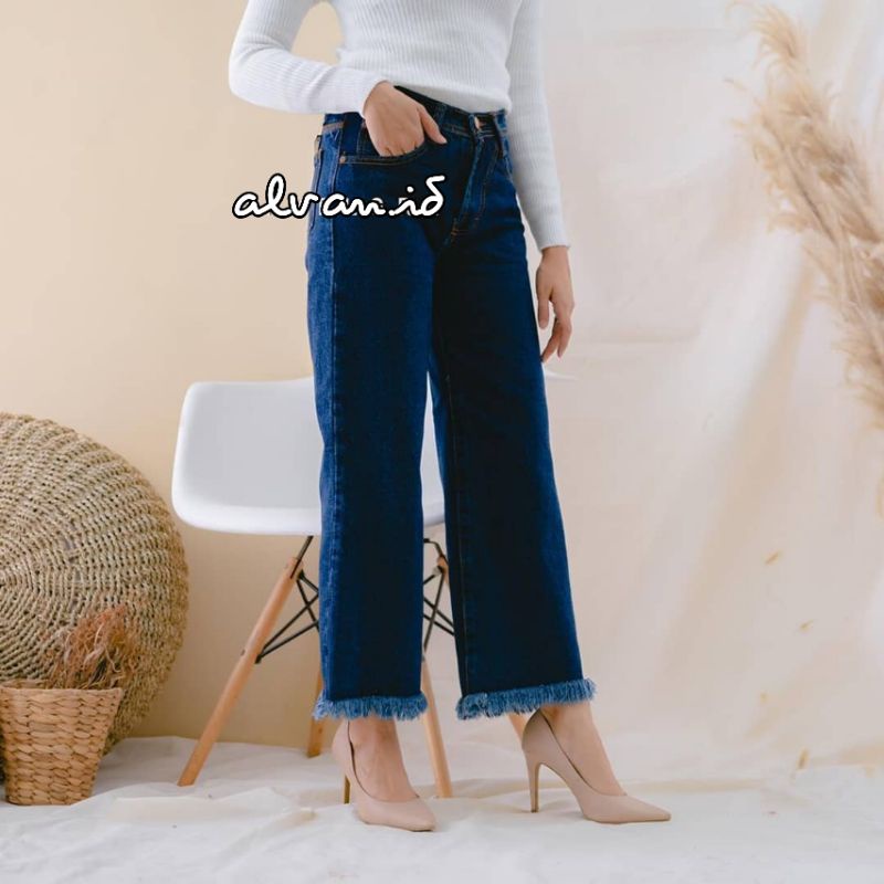 Highwaist Kulot Jeans Wanita / Kulot Jeans Rawis / Kulot Jins / Kulot