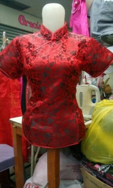 Cheongsam Blouse Wanita Semi Sutera