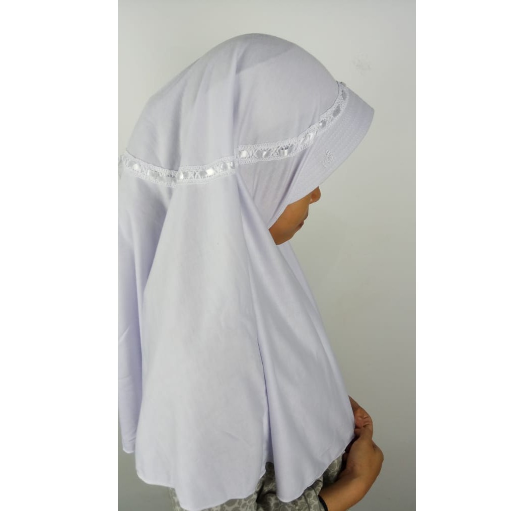 JILBAB SEKOLAH INSTAN ANAK SD SIZE M SUPER LABEL KAOS PE HIJAB KERUDUNG BERGO ASMA KAOS