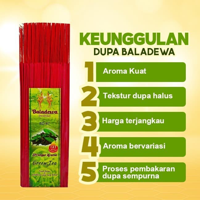 Dupa/ Hio Wangi Harum Baladewa 39 cm 250 gram 1.4 mm Green Tea merah