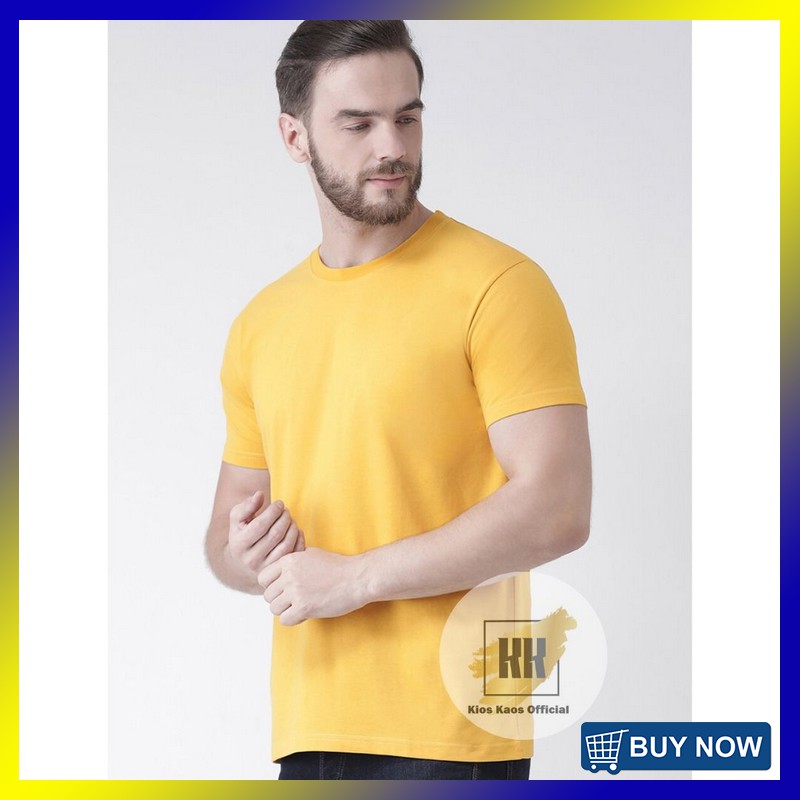 KAOS POLOS WARNA  KUNING  BAHAN SOFT  COTTON PRIA WANITA 