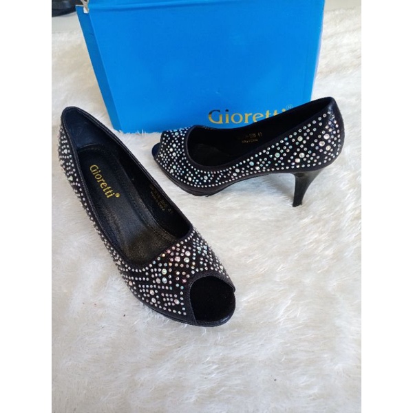 Gioretti 41 Original sandal hak wanita high heels import hitam pesta tali