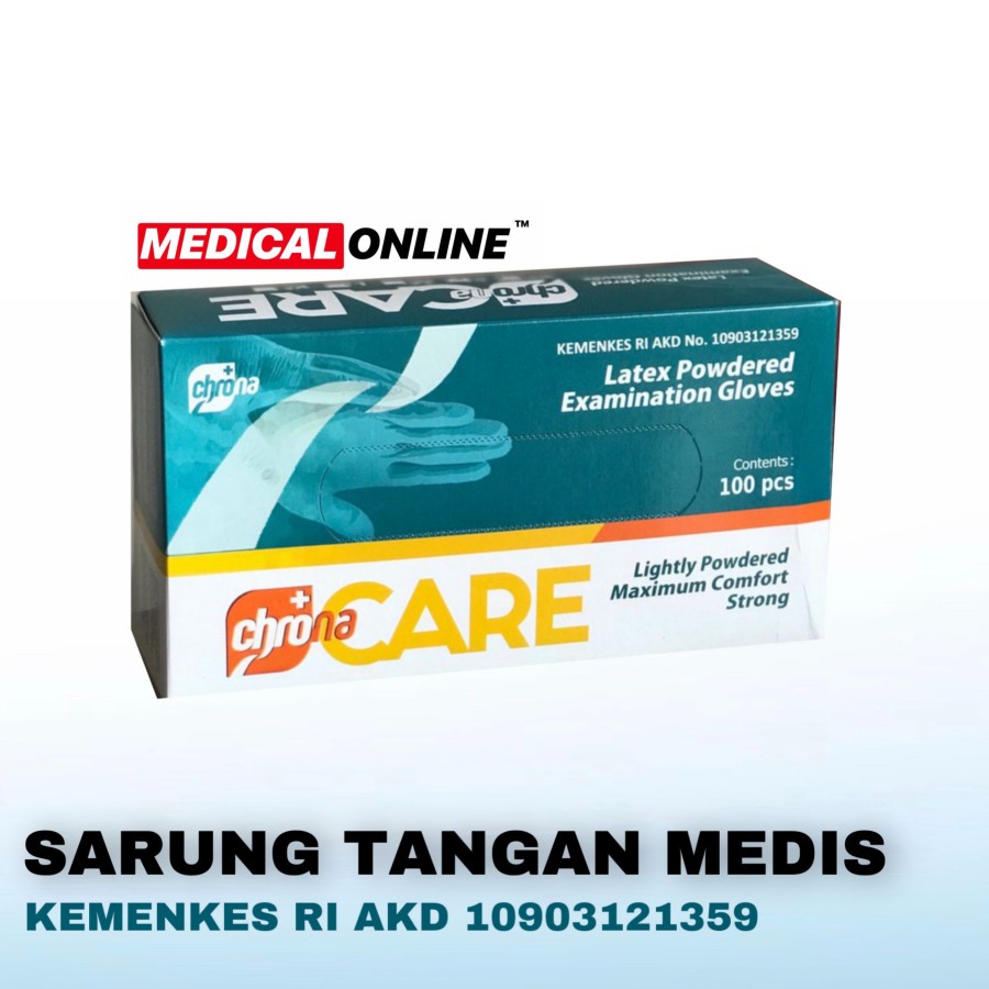 SARUNG TANGAN LATEX MEDIS CHRONA CARE BUKAN SENSI MEDICAL ONLINE MEDICALONLINE