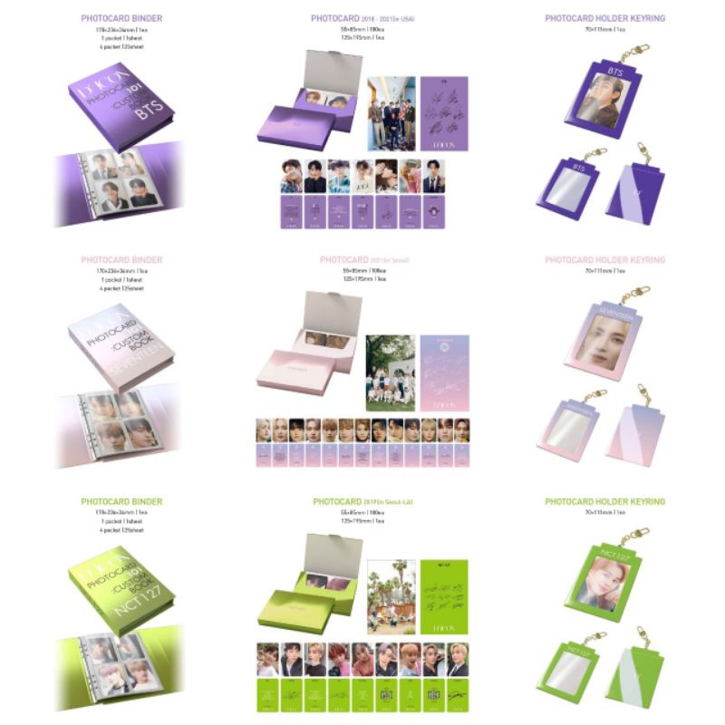 [ READY STOCK ] SHARING BTS DICON PHOTOCARD BINDER+POSTCARD KEYRING