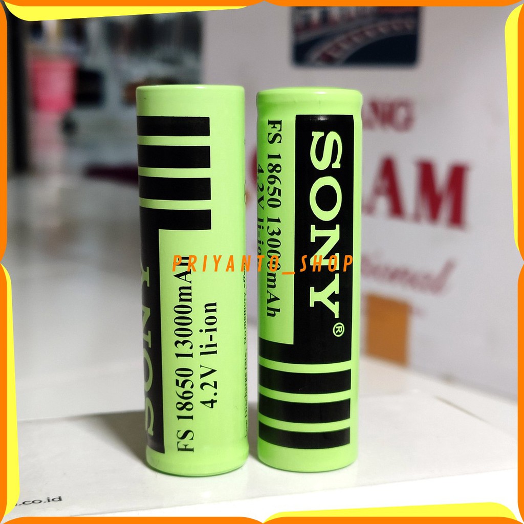 BATERAI BATTERY BATREI SONY18650 RECHARGEABLE 13000mAh 4.2V HIJAU RATA TANPA KEPALA TERBAIK