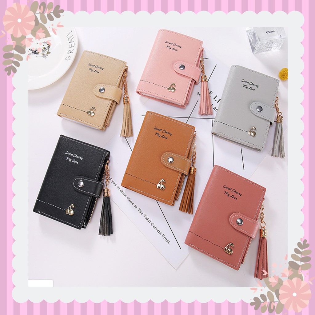 Dompet lipat Cherry / Dompet wanita / Dompet kecil tipis import BOTUSI