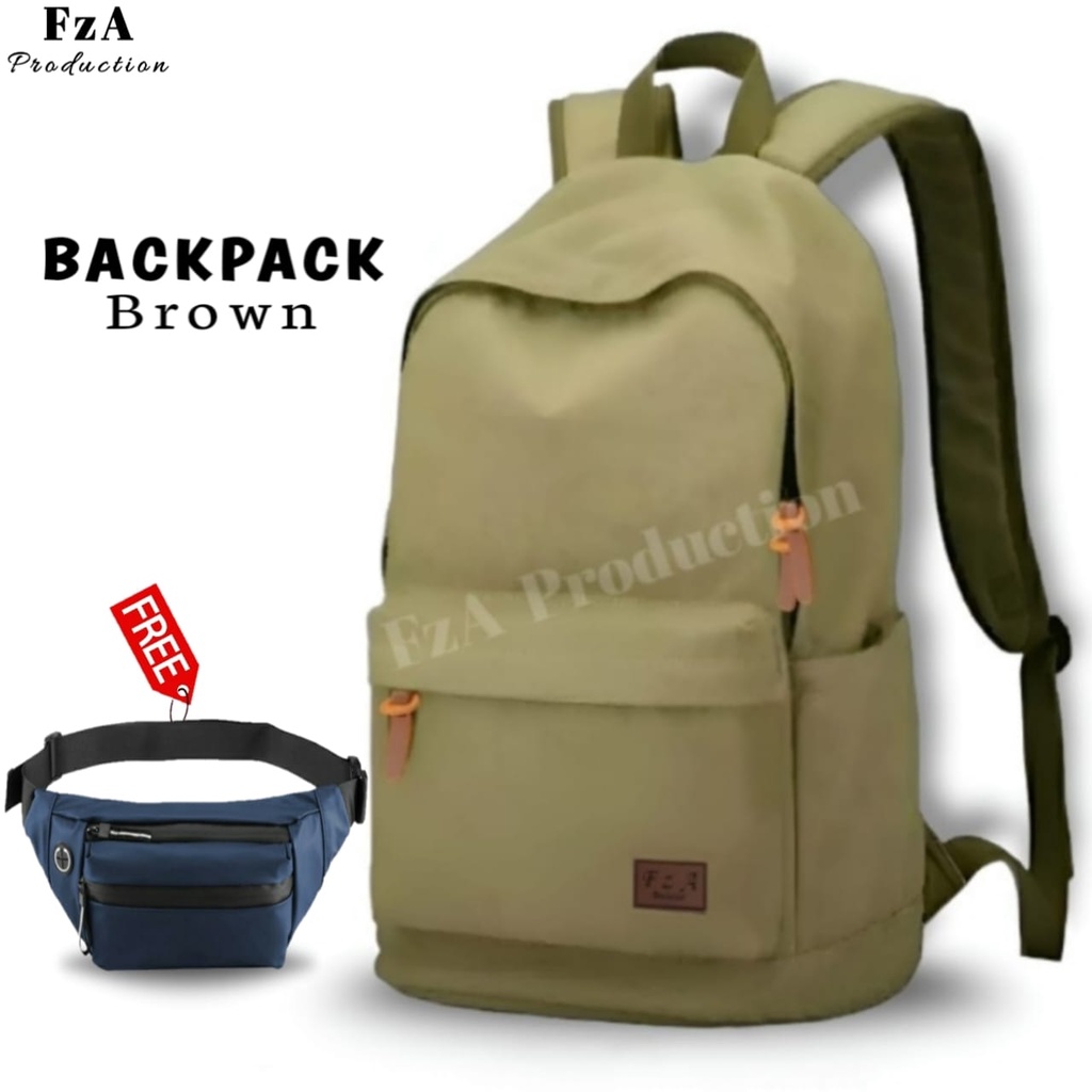 Tas Ransel Punggung Distro Casual Pria Wanita / Tas Ransel Laptop Backpack Sekolah Original - FzA FREE Tas Slempang