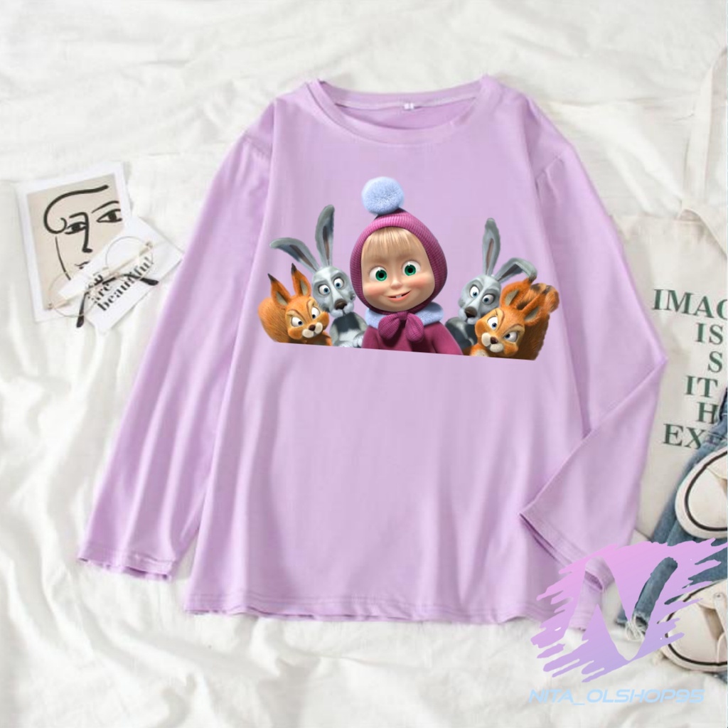 kaos marsha and the bear baju kaos anak lengan panjang marsa dan teman teman