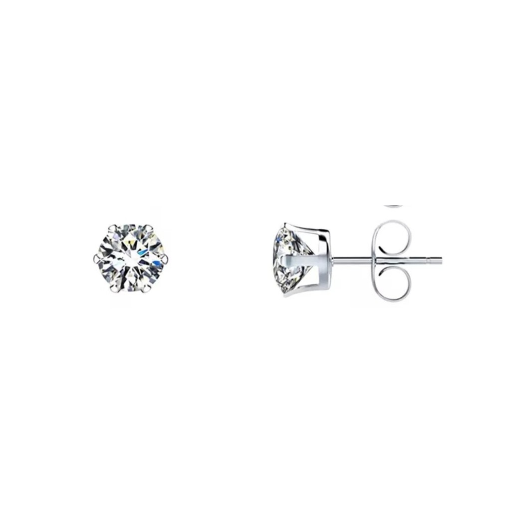 Anting Wanita Titanium / Anting Tusuk Mata Satu Aksesoris Wanita Anti Karat-Silver