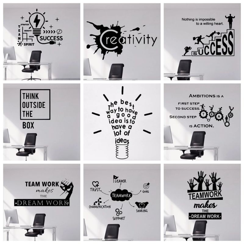 Wall Sticker Stiker Dinding Custom Quote Quotes Motivasi Teamwork Ruang Kerja Office Kantor Decal
