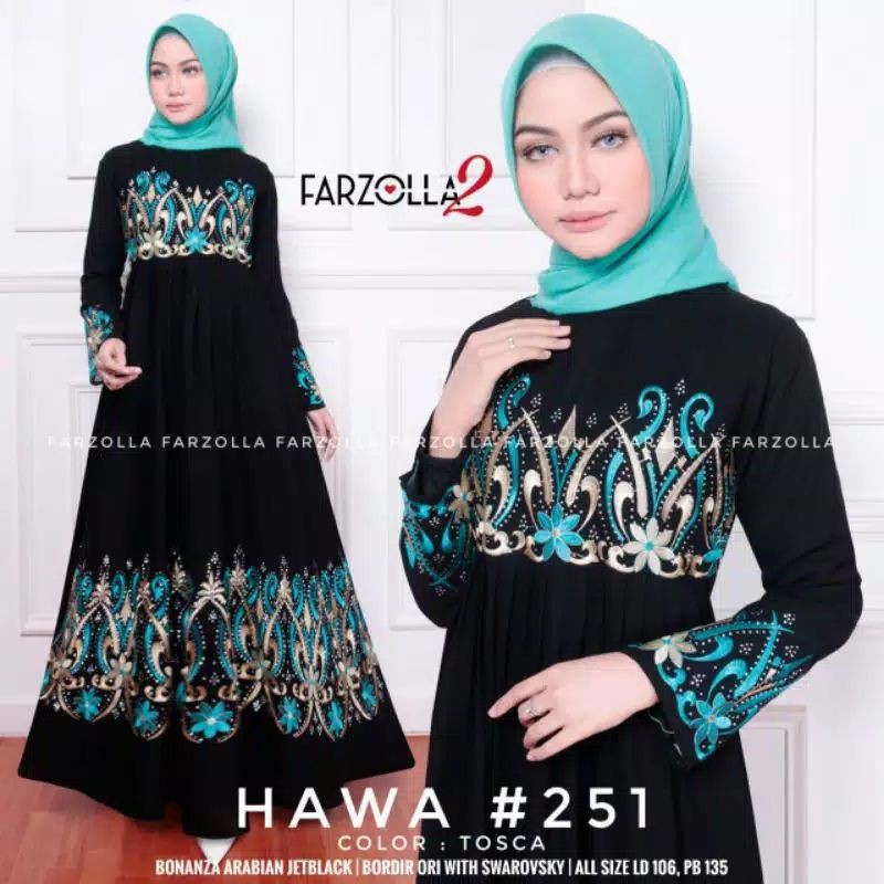 Exclusive baju muslim Gamis abaya Bordir hawa 251 hitam Arab Saudi syari asdf