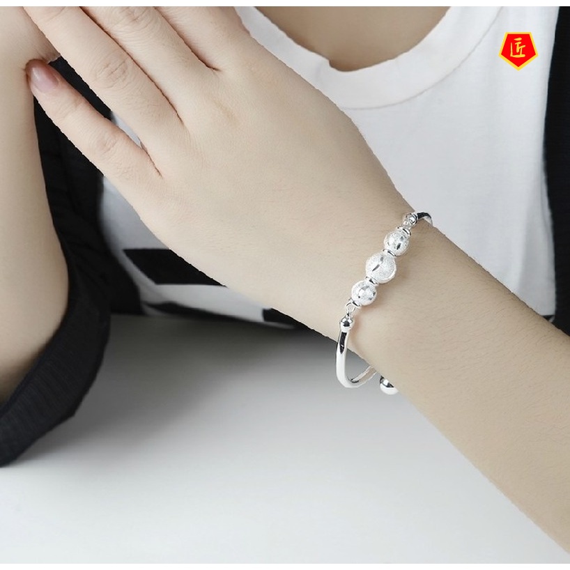 [Ready Stock]Ladies Silver Lucky Beads Bell Bracelet