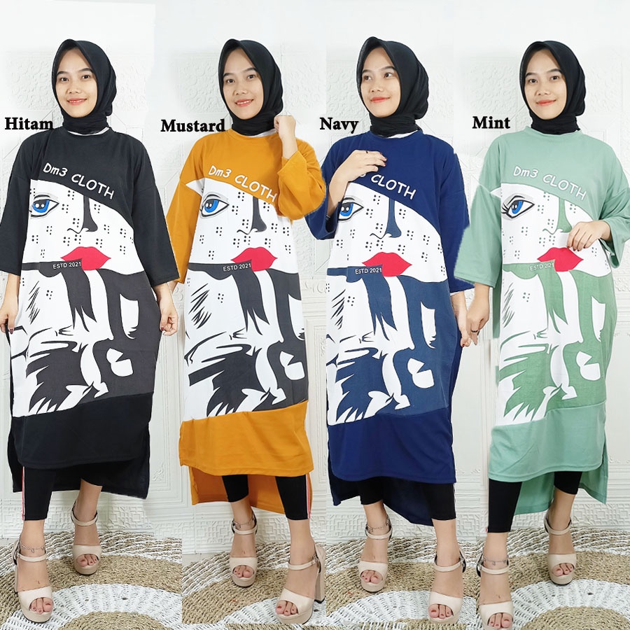 LONG TUNIK EYE LIP DM DRESS OVERSIZE BY GL FASHION