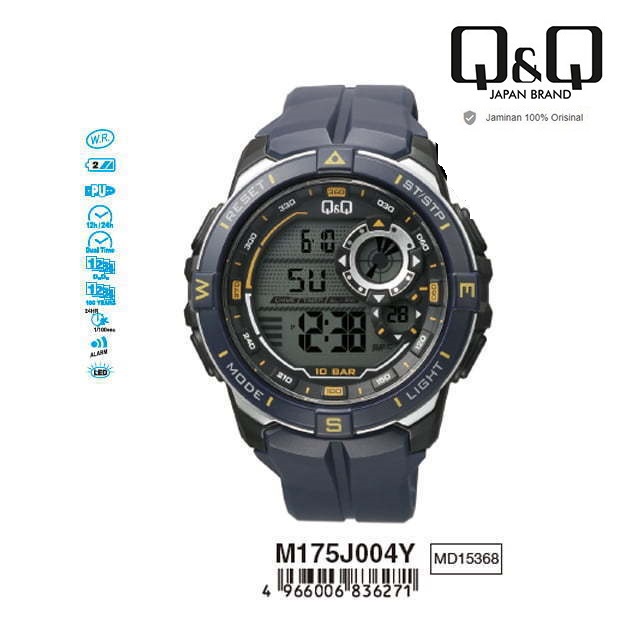 Q&Q QNQ QQ ORIGINAL DIGITAL WATCH JAM TANGAN PRIA TALI KARET M175 M175J M175J004Y