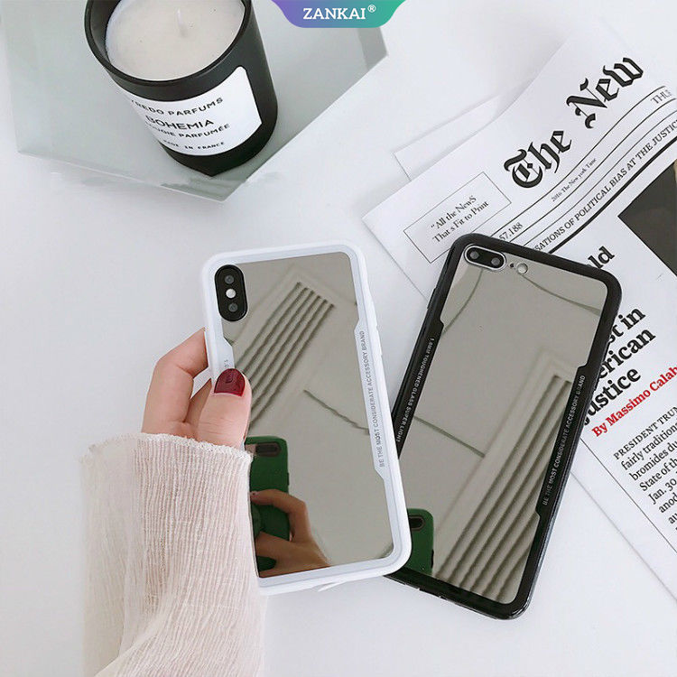 Anticrack Mirror Case Glass Vivo Z5 Y7s Z5x Y3 X27 U1 Y95 S1 Y55 Y66 Y67 Y83 Y81 Y81S Y71 Y79 Y75s Y73 Y85 Z1 Z1i Z3 Z3i Y89 Z3x Y93 Y93s Y97 X7 X9 X9s Cover Soft Plating TPU Back Cover Annka