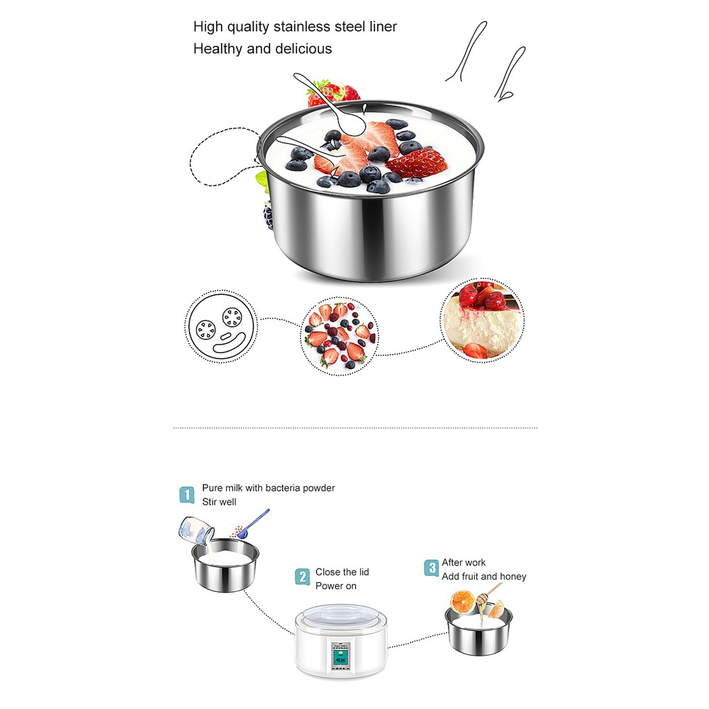 Automatic Electric Yogurt Maker Machine with 7 Cups - 1.5L Capacity