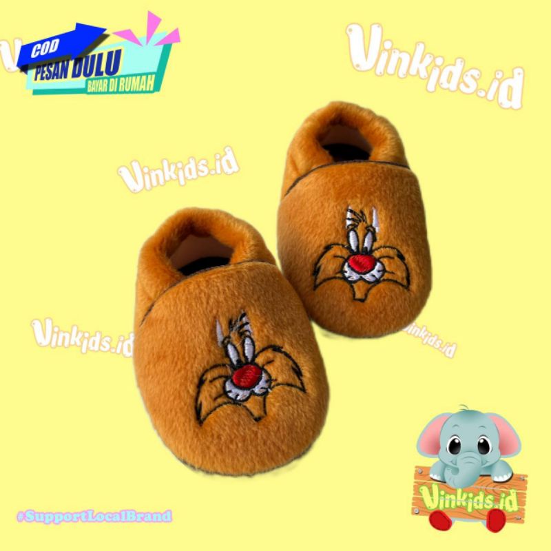 Sepatu Bayi Laki Laki Perempuan 0 12 Bulan Karakter Kartun Lucu Cokelat Tua/ Prewalker