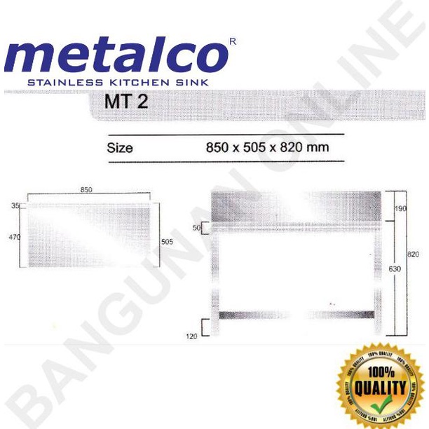 SALE Meja Kompor Meja Serba Guna Meja Dapur Rak Stainless Steel Metalco MT2