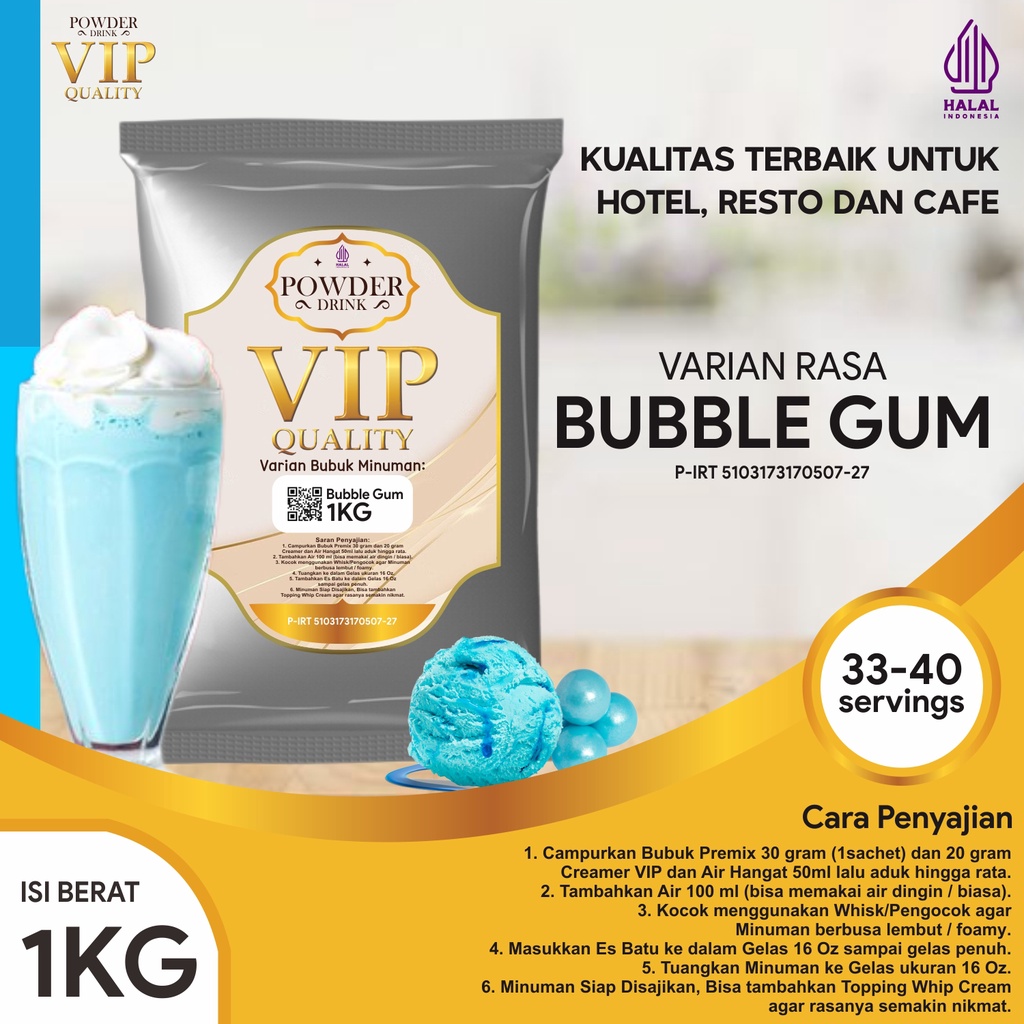 

Bubuk Minuman Kualitas VIP Rasa Bubblegum 1 Kg Bubblegum Bubuk Minuman Kelas VIP Boba Drink Powder