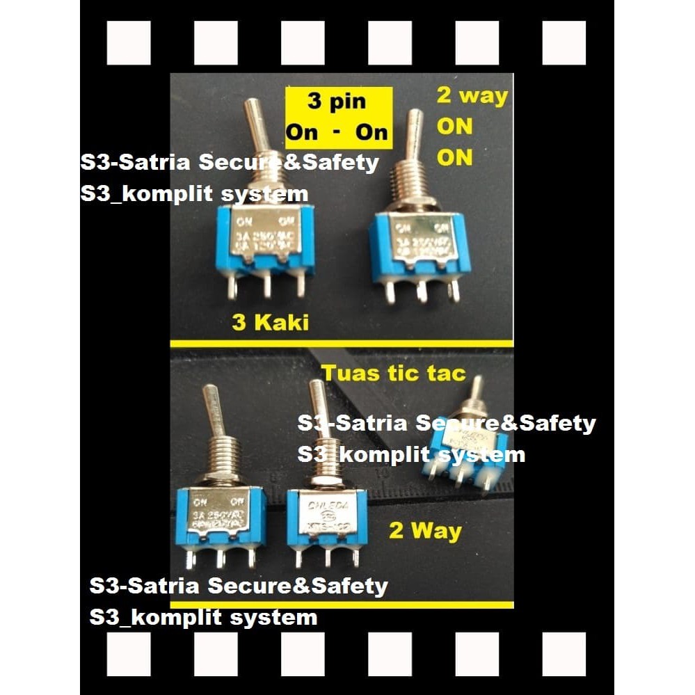 Switch Saklar Toggle 3 pin Tuas on on togel 2 arah 3kaki