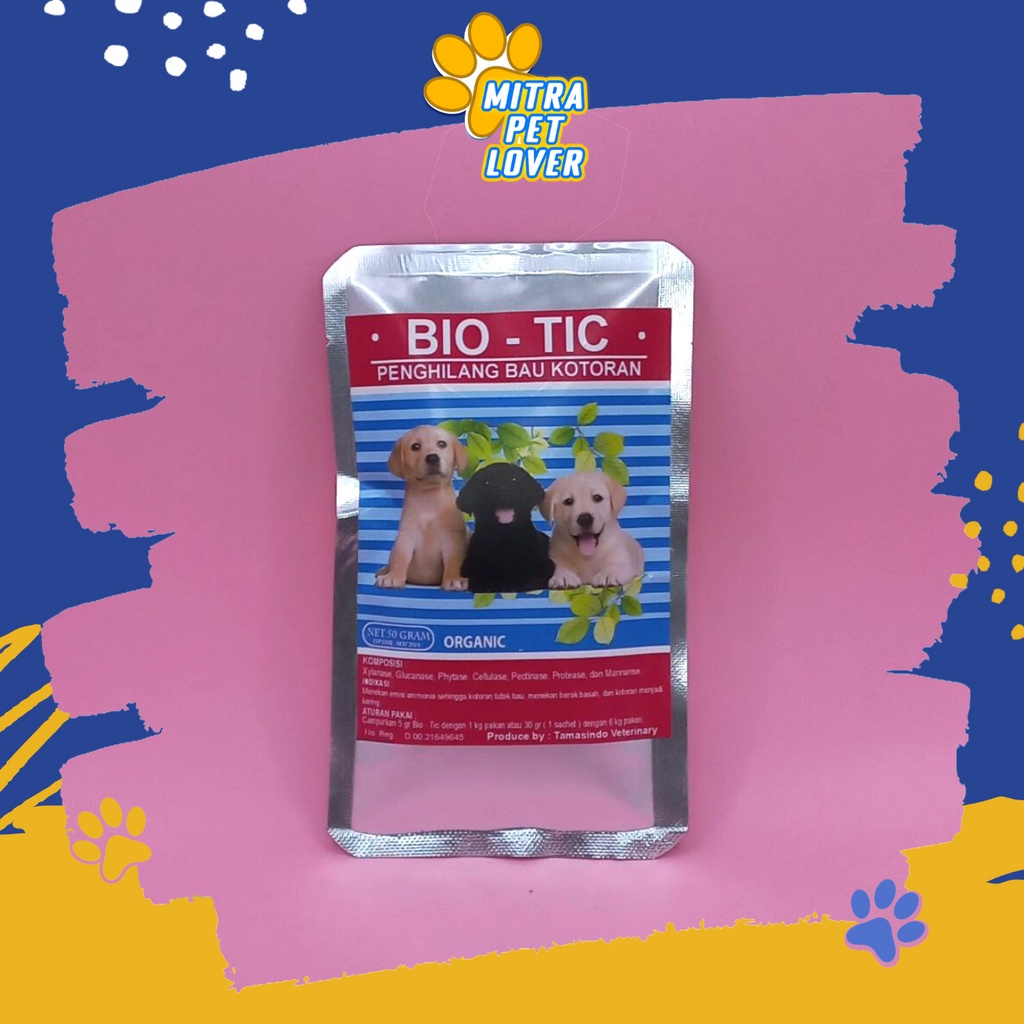 PENGHILANG BAU KOTORAN ANJING - BIO TIC DOG 50 GR ORIGINAL - BIOTIC BIO-TIC ORGANIC MELENYAPKAN AROMA TIDAK ENAK PADA PEMBUANGAN PUPPY MURAH GARANSI KUALITAS ASLI PET ANIMAL VETERINARY TAMASINDO OBAT VITAMIN HEWAN BINATANG PELIHARAAN MITRAPETLOVER