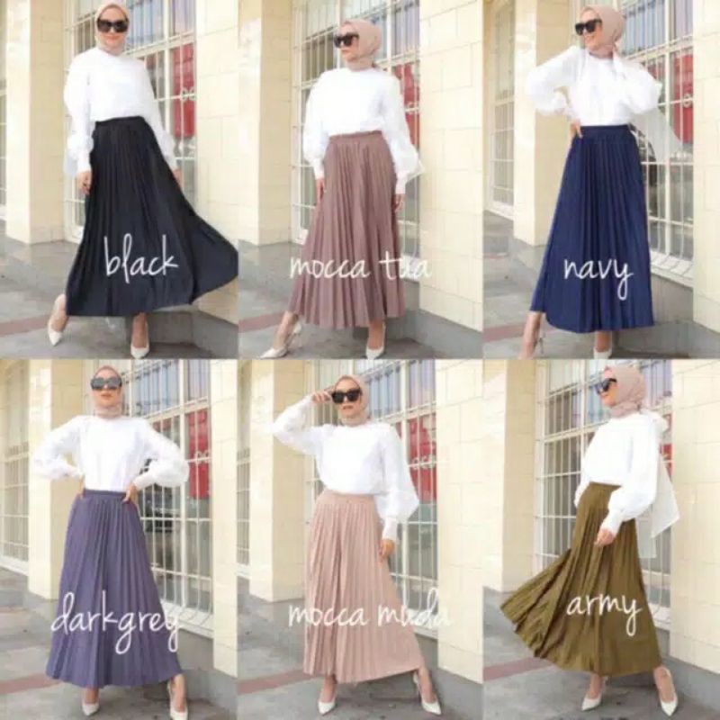 BISA COD ROK PLISKET PUTIH PREMIUM/ROK PLISKET FLARE SKIRT BIG SIZE