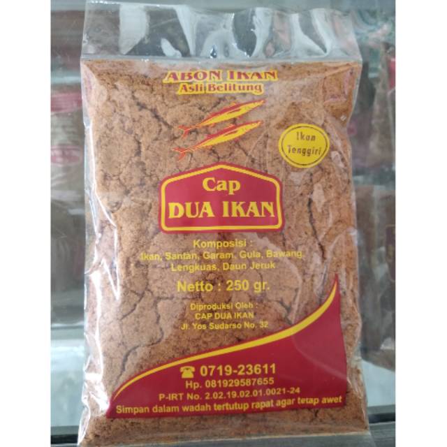 

ABON IKAN TENGGIRI ASLI BELITUNG/ SAMBAL LINGKONG TENGGIRI CAP DUA IKAN 1/4kg