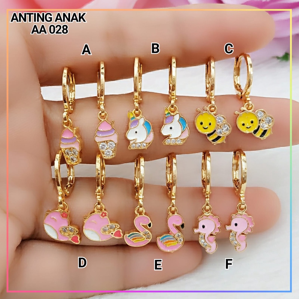 anting xuping anting anak karakter lucu angsa pink AA 028 perhiasan baby lapis emas gold