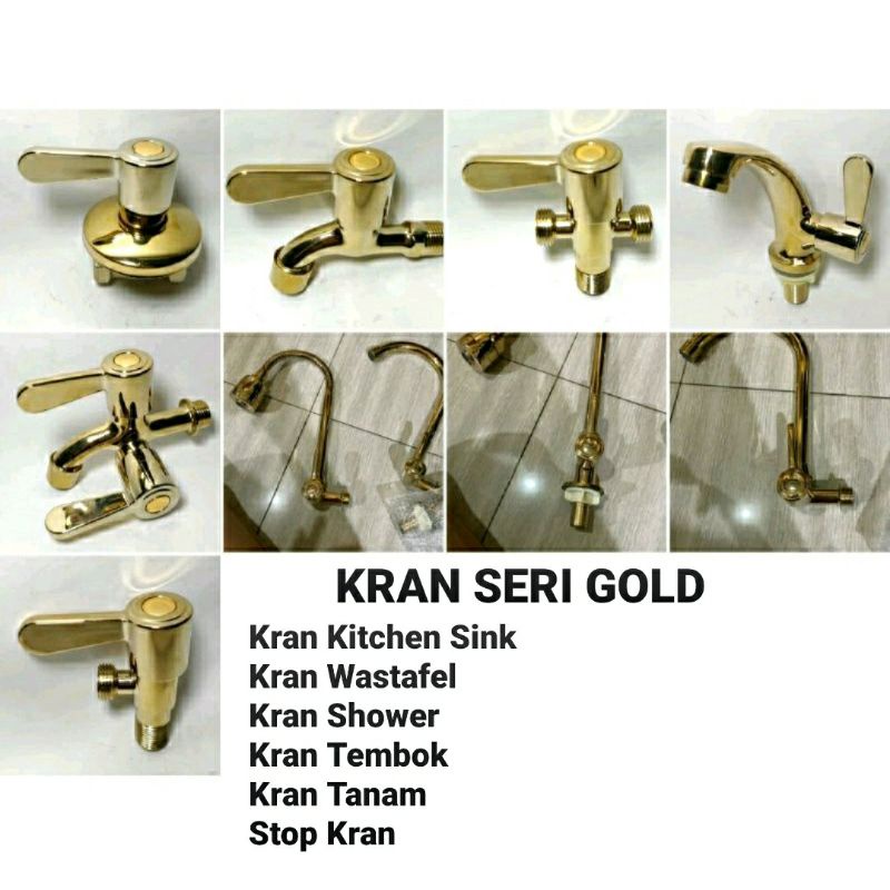 Kran Dapur Flexibel Gold/Emas/Kran Tembok Gold/Kran Shower Gold/Kran Seri Gold