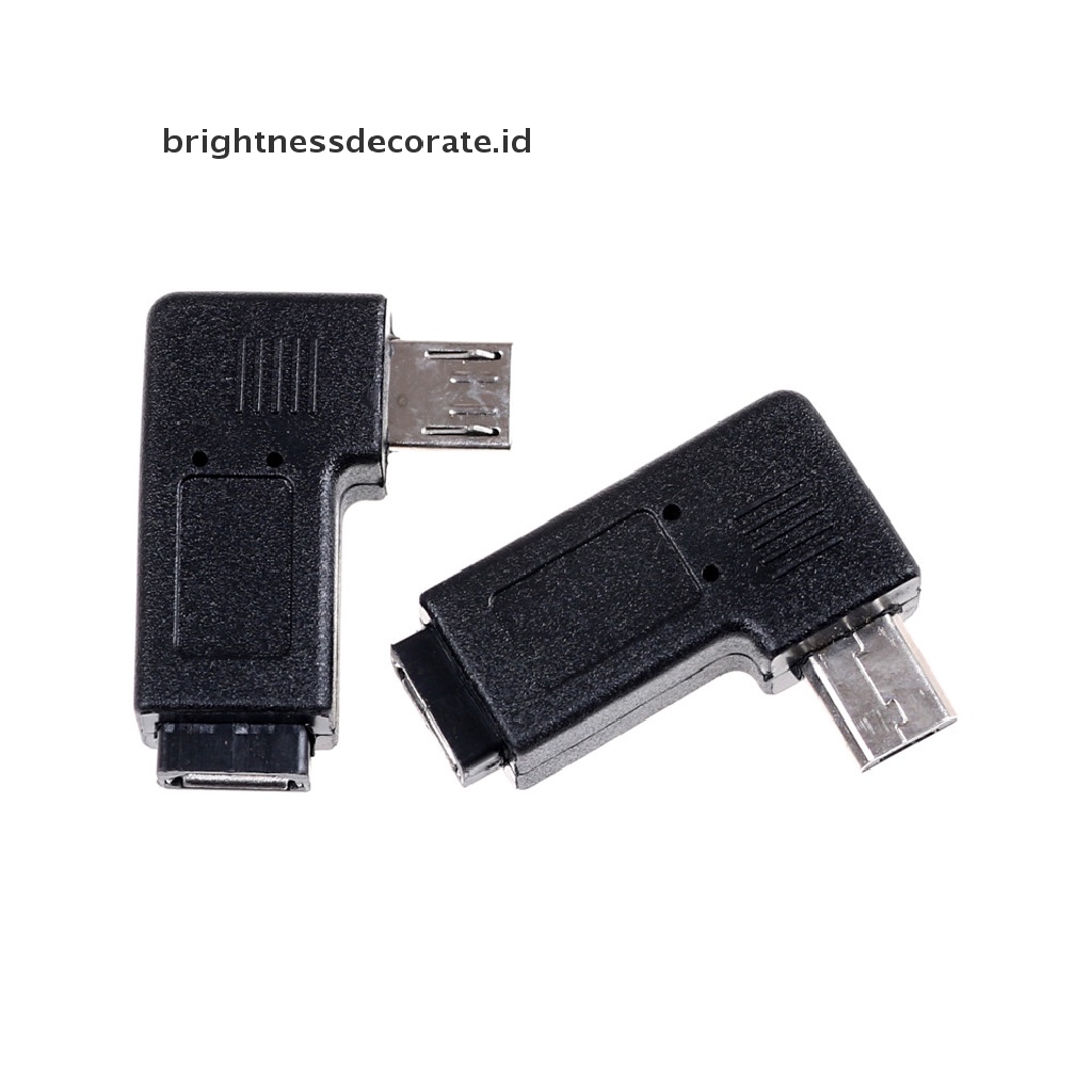 2pcs Adapter Charger Micro Usb Male Ke Female Sudut Kiri Dan Kanan 90