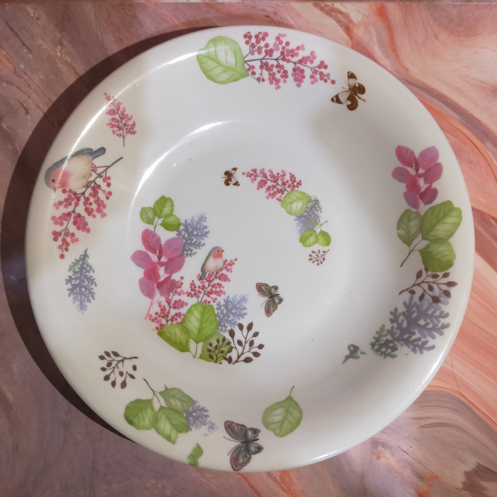 Piring Makan Melamin 9 inci Dalam Motif Burung PL-519 Merek Singa Singi