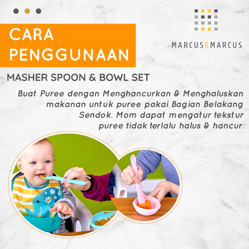 Castle - Marcus &amp; Marcus Masher with Soft Spoon &amp; Bowl Set - Mangkok + Sendok + Spatula set MNM