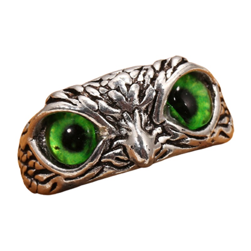 Fancyqube Retro Cute Simple Design Owl Ring Multicolor Eyes Silver Color Men Women Engagement Wedding Rings Jewelry Gifts