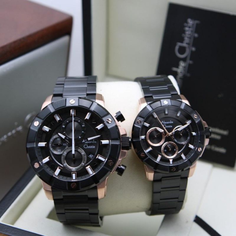 JAM TANGAN COUPLE ALEXANDRE CHRISTIE RANTAI AC 6609 SEPASANG ORIGINAL GARANSI RESMI 1 TAHUN