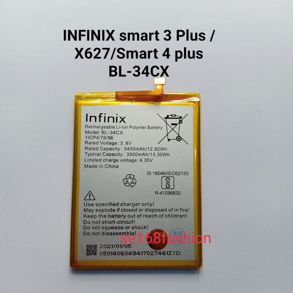 Baterai INFINIX SMART 3 PLUS X627 SMART 4 PLUS BL-34CX Batre batere Battery