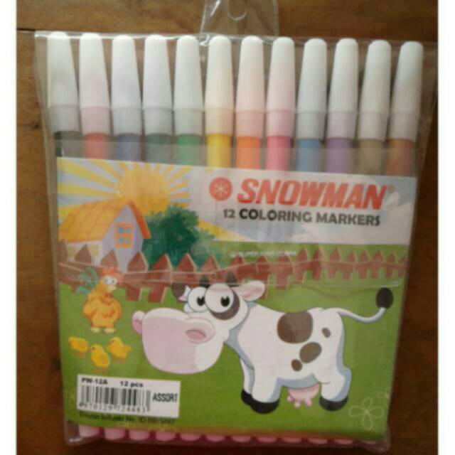 Spidol snowman 12 warna (isi 6 set)