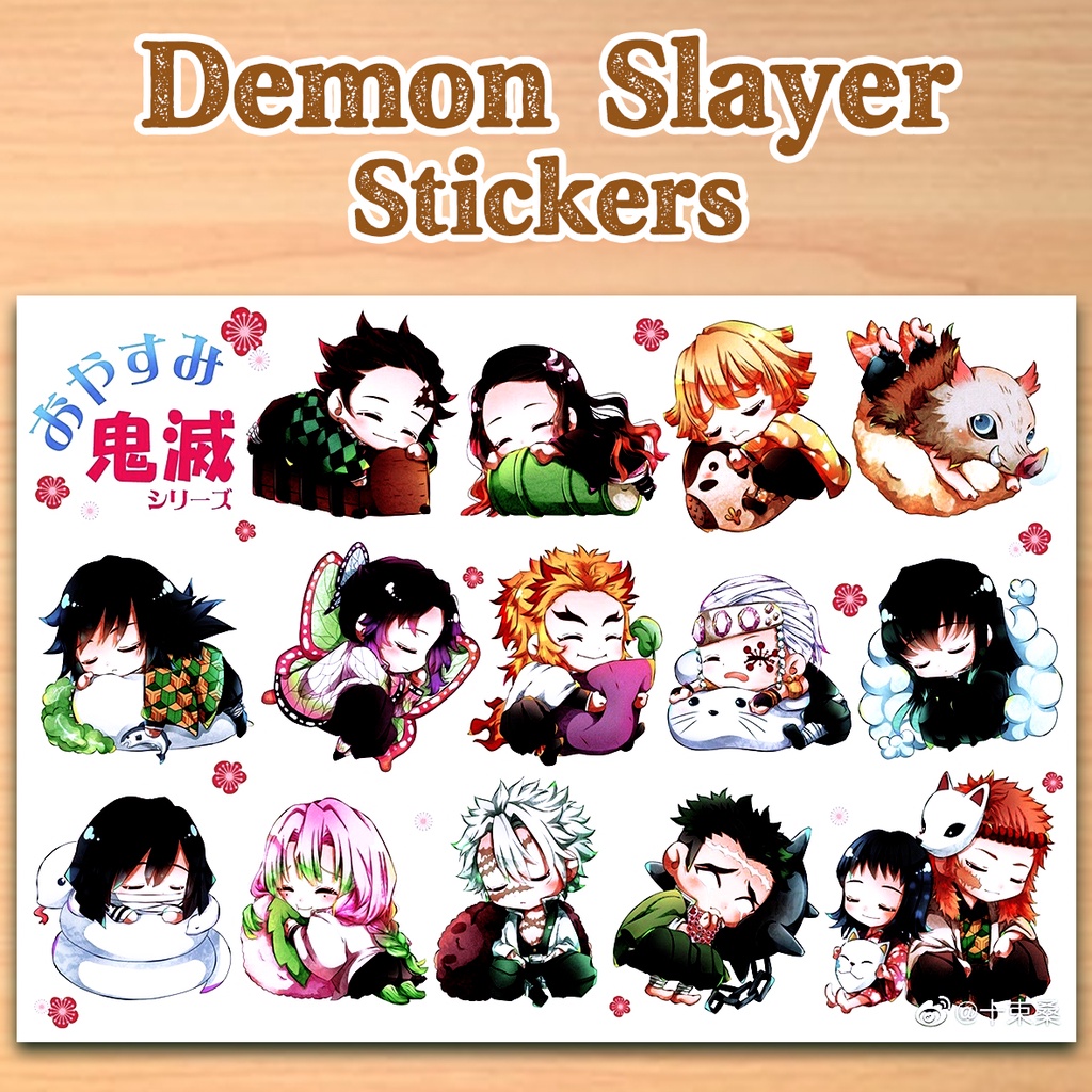 14 pcs Demon Slayer Sticker Stiker Waterproof Anti Air Kimetsu no Yaiba Chibi Stickers Hashira KNY T