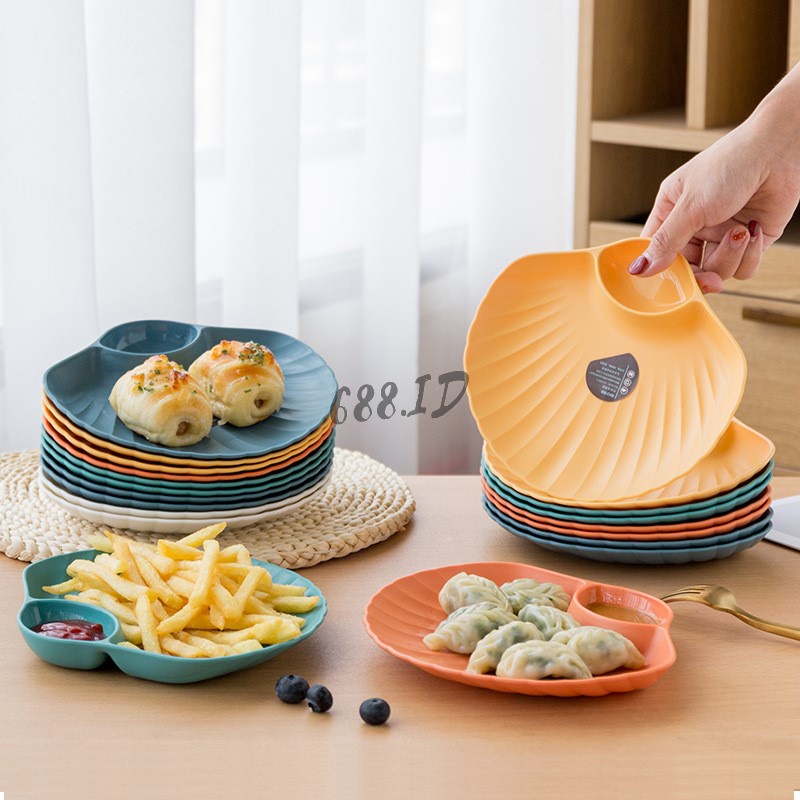 Piring Saji Plastik Plastic Plate Piring Kerang Shell Plate Kue Roti 2in1 Piring Cemilan PR 11