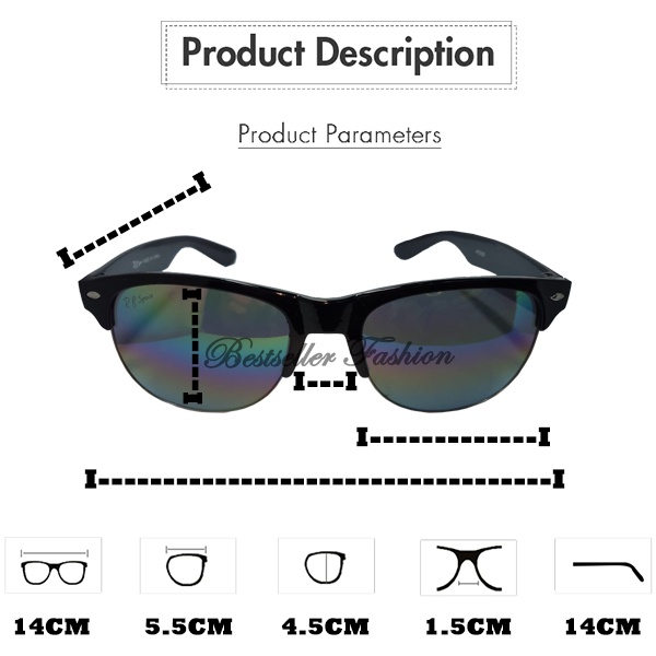 Kacamata Hitam Model Clubmaster Gaya Vintage Anti UV Cassual Sunglasses Kacamata Fashion Lensa Rainbow UNISEX NOCASE