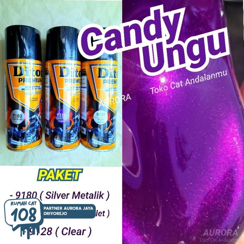 

Rumah Cat - PAKET Diton Premium Candy Tone Violet 9310 Ungu Candytone Silver Metallic 9180 Clear 9180 Cat Pilox Rumah Cat Motor dan Mobil