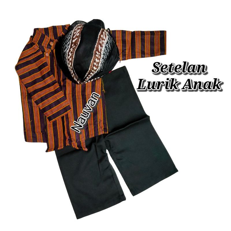 kebaya wanita Setelan Baju Surjan Lurik Anak / Baju Jawa Lurik Anak Laki-Laki / Setelan Baju Jawa An