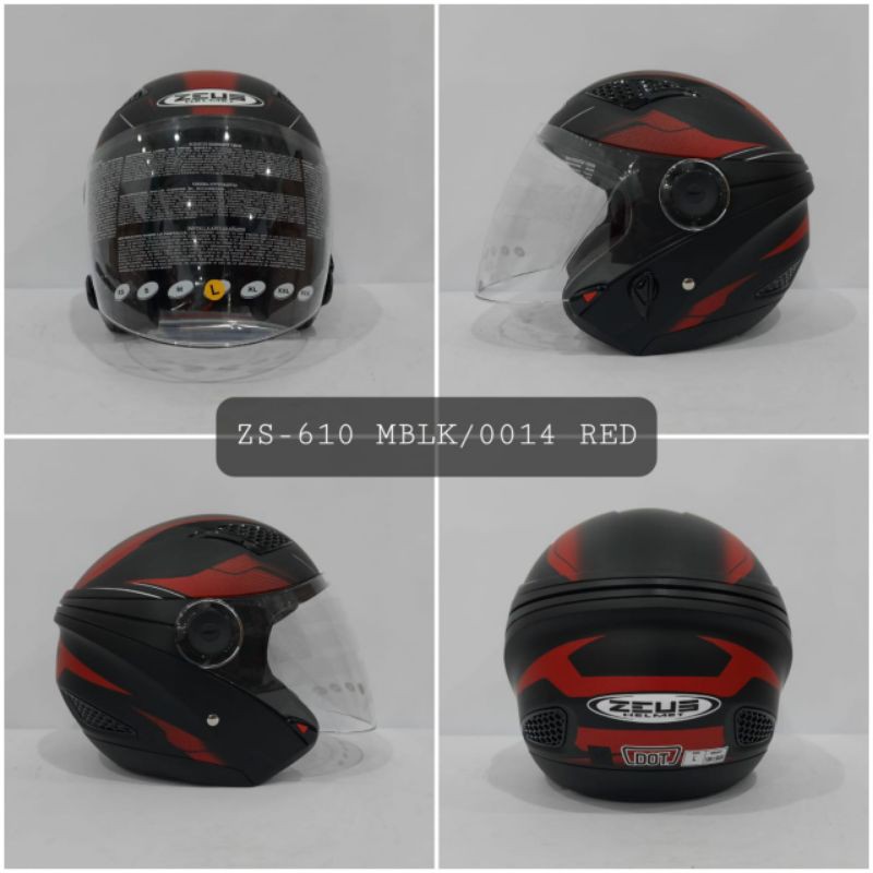 HELM ZEUS ZS - 610 MOTIF MATT BLACK / 0014 RED