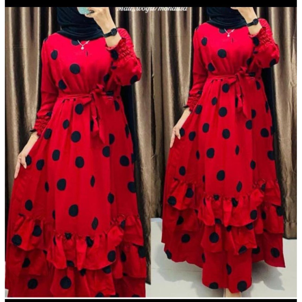 LANGSUNG KIRIM Big Size XXXL - Gamis Mayung Polkadot / Gamis Kekinian Terlaris   / Gamis Mayung Polkadot Rempel