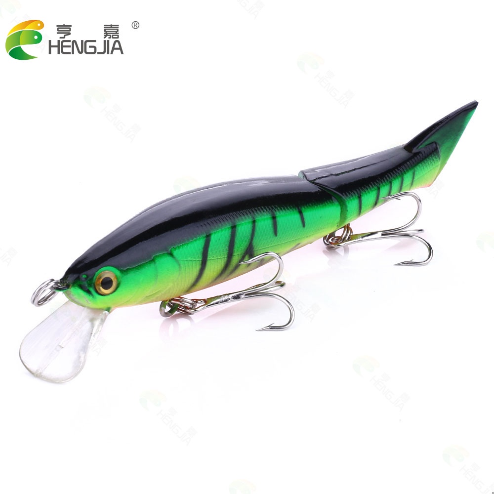 HENGJIA 6PCS/Lot Lifelike Artificial Crankbait Multi Jointed Fishing Lure 12cm/13.5g 2-segment Hard Bait 6# Hook Wobblers Sea Fishing Bait