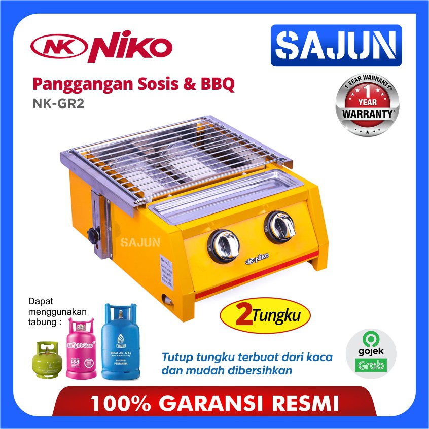 Niko NK-GR2 BBQ Grill Gas Panggangan Sosis Kompor 2 Tungku NKGR2/NKGR2ST