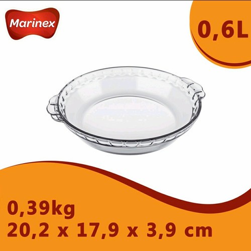 Marinex 6227 Loyang Kaca Pie Dish 0.6 L Small Flute Glass Pie Pan Oven