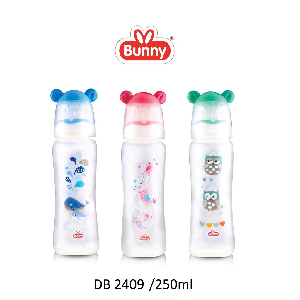 Morinz Lusty Bunny Square Feeding Bottle Botol Susu Tanpa Gagang Dot Bulat 125ml / 250ml