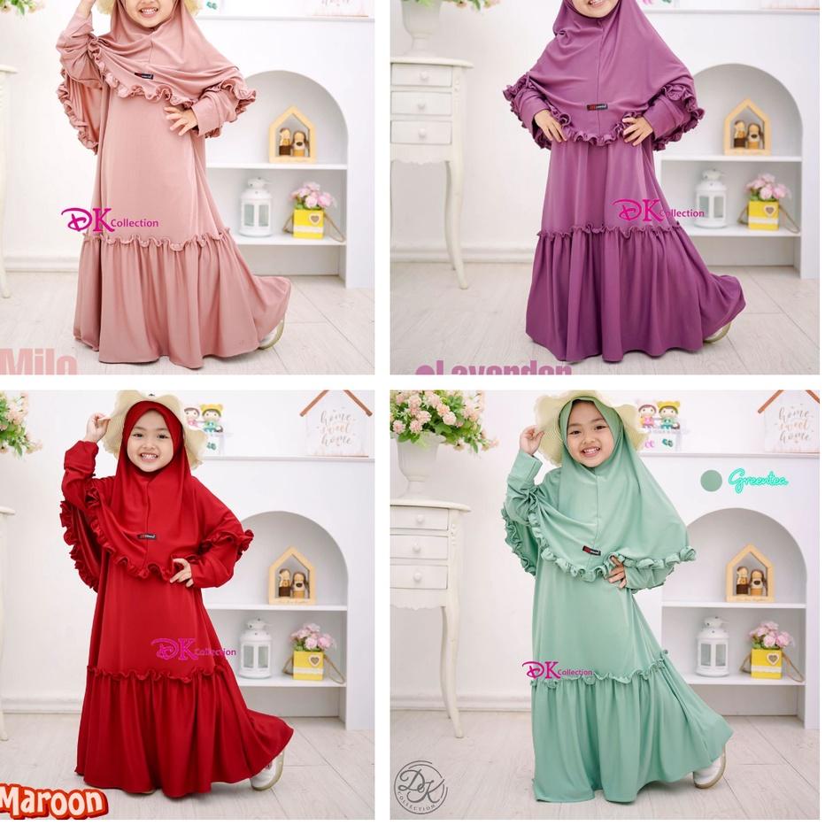 GAMIS ANAK SHAFEA JERSEY KOMPLIT HIJAB  / DRESS ANAK JERSY ORI DK COLLECTION ▪ SMJ.25Au22ᴸ