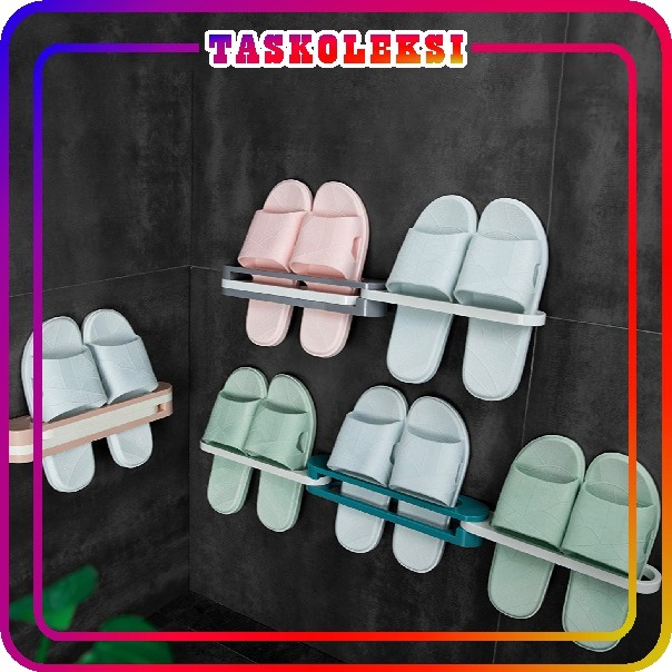 ☛TK☚ R357 HSGB Holder Rak Sepatu Tempat Penyimpanan Sendal Sepatu Tempel Dinding 3 in1